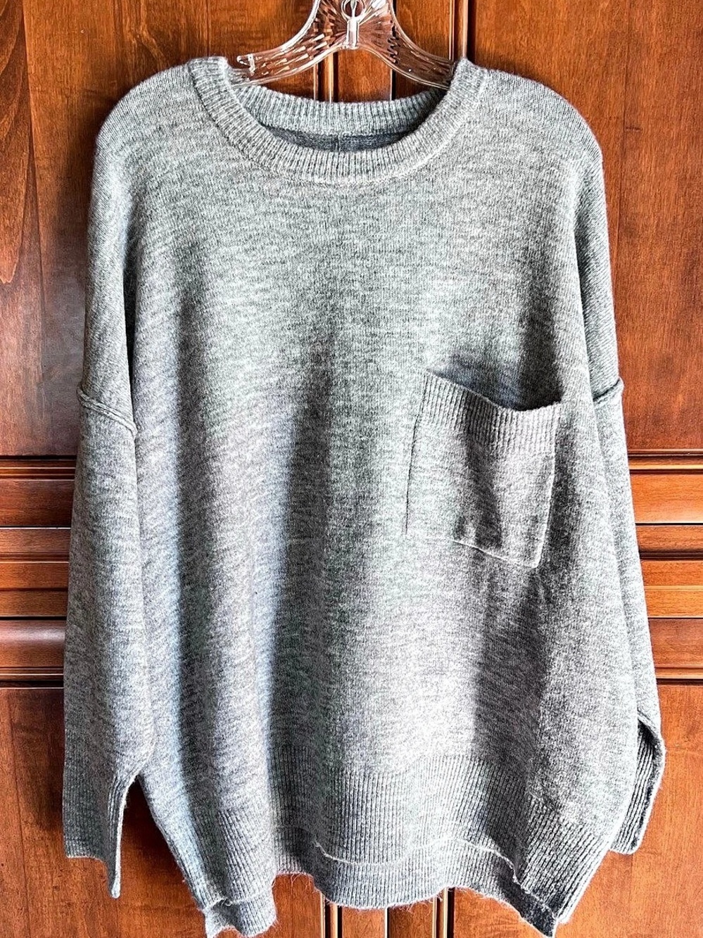 Grey oversized pocket sweater